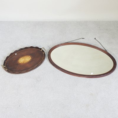 Lot 656 - An inlaid serving tray, together with a 1920s...