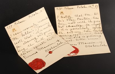 Lot 609 - A pair of letters apparently from a Hohenlohe...
