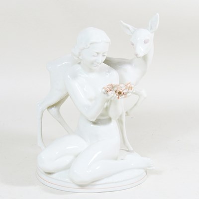 Lot 99 - A Kaiser German white glazed figure group, of...