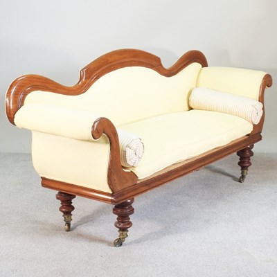 Lot 610 - A Victorian mahogany scroll end sofa, recently...