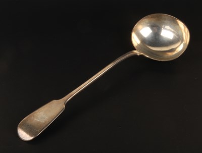 Lot 200 - A George IV silver fiddle pattern sauce ladle,...