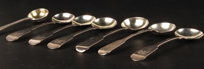 Lot 209 - Seven various silver mustard spoons, 95g