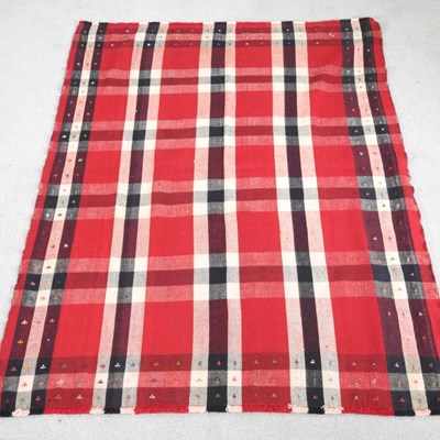 Lot 381 - A Persian jajim kilim, with red check design,...