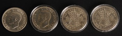 Lot 60 - Four George VI pre-1947 silver half crowns:...