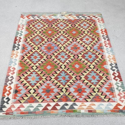Lot 293 - A chobi kilim rug, with all over coloured...