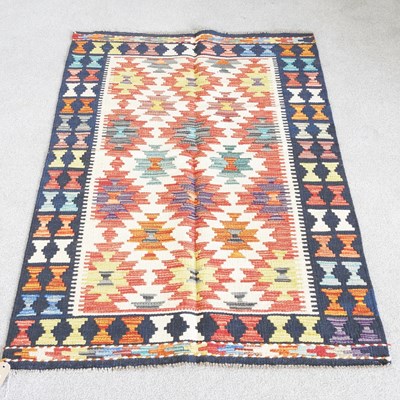 Lot 534 - A maimana kilim rug, with all over geometric...