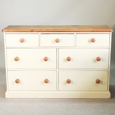 Lot 150 - A pine and painted chest, containing an...