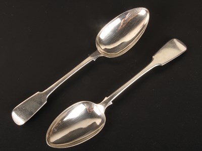 Lot 266 - A pair of William IV silver fiddle pattern...