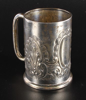 Lot 84 - An Edward VII repousse decorated christening...
