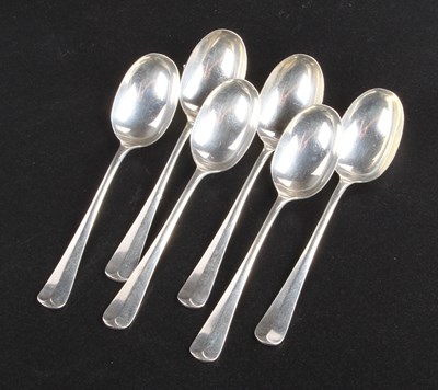Lot 146 - A set of six George V silver teaspoons,...