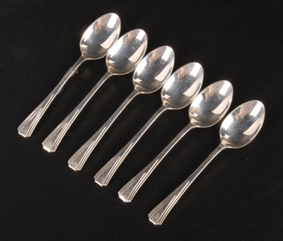 Lot 358 - A set of six Art Deco style silver teaspoons,...