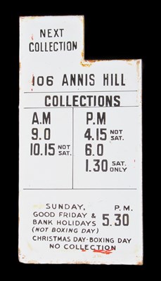 Lot 280 - An enamel 'Next Collections' post box sign,...