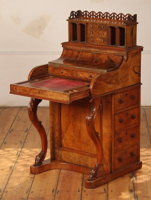 Lot 28 - A 19th century burr walnut 'pop-up' piano top...