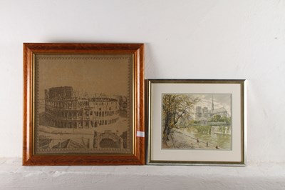 Lot 366 - A needlework picture of the Colosseum,...