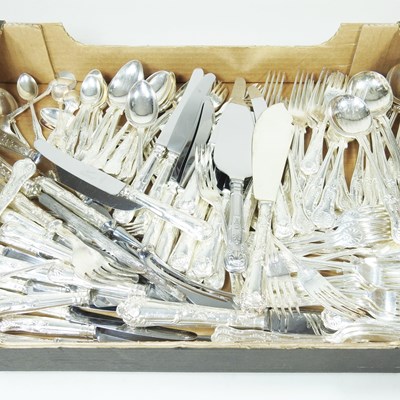 Lot 196 - A silver plated King's pattern table service,...
