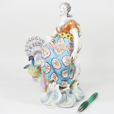 Lot 54 - A Samson porcelain figure, Juno with a Peacock,...