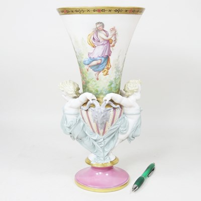 Lot 155 - A Paris porcelain vase, of trumpet shape,...