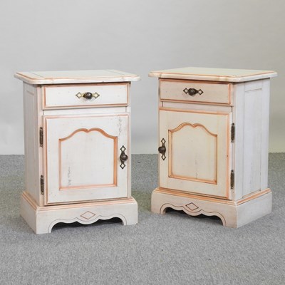 Lot 426 - A pair of French style cream painted pine bedside cupboards