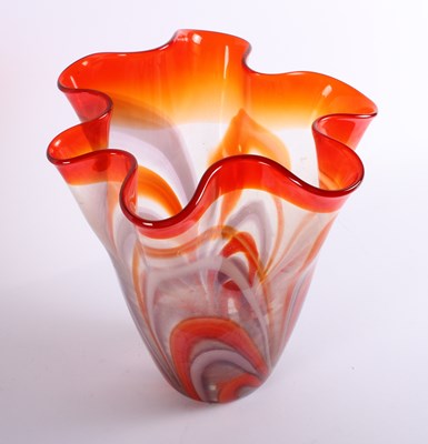 Lot 420 - A large red and white art glass vase, having a...