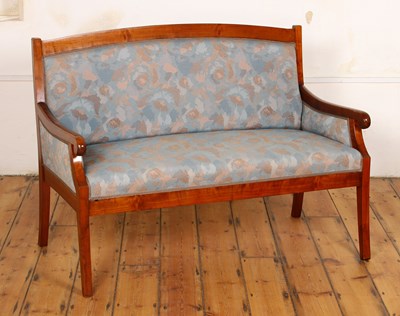 Lot 759 - A cherrywood framed two seater sofa, w.126cm