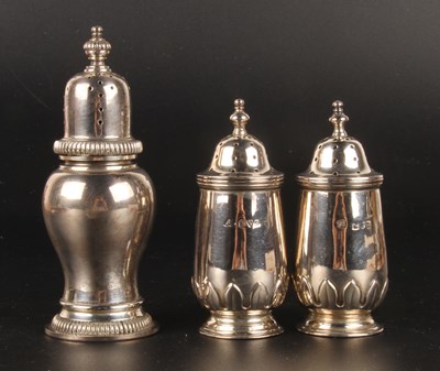 Lot 123 - A silver sifter, of baluster form, together...