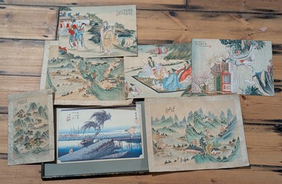 Lot 736 - A collection of Chinese paintings on pith...