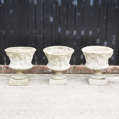 Lot 316 - A set of three large reconstituted stone...