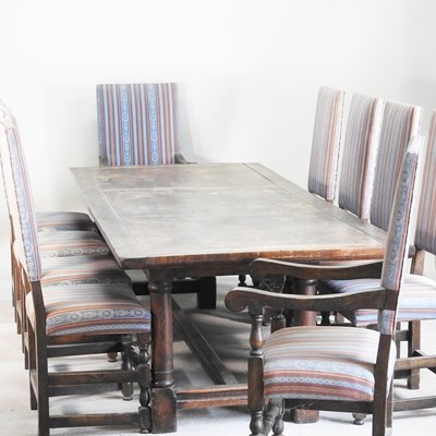 Lot 535 - A large 18th century style oak refectory...