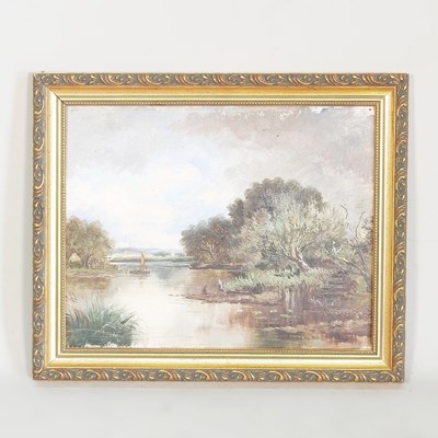 Lot 261 - J. Thorn, 20th century, The Thames near Mosley,...