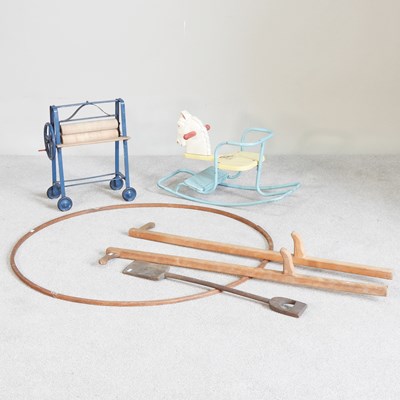 Lot 477 - A vintage child's toy mangle, 40cm wide,...