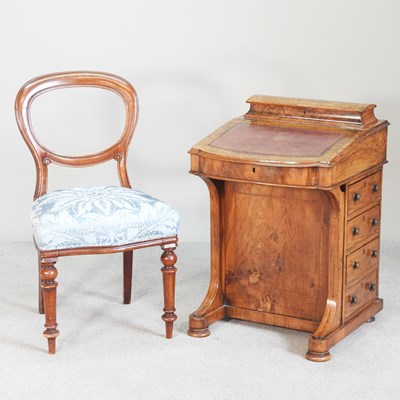 Lot 273 - A Victorian walnut davenport, together with a...