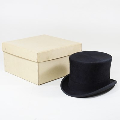 Lot 197 - A fur top hat, label for Lock & Co,. 20.5 x...