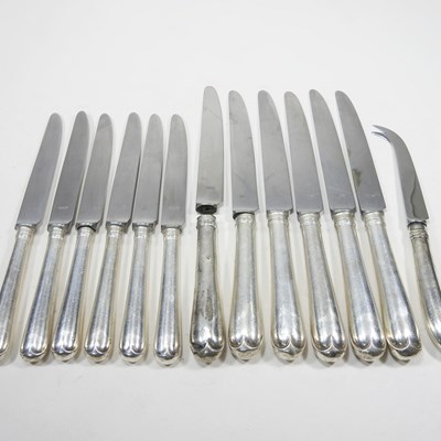 Lot 39 - A set of five Victorian silver handled table...