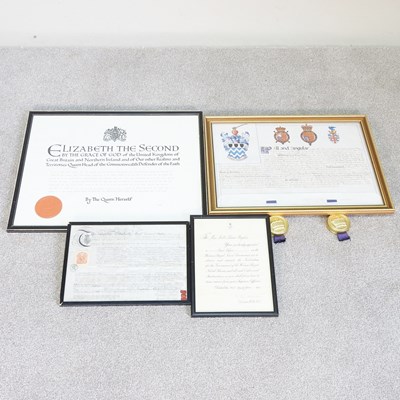 Lot 413 - A sealed indenture, 26 x 52cm, together with...