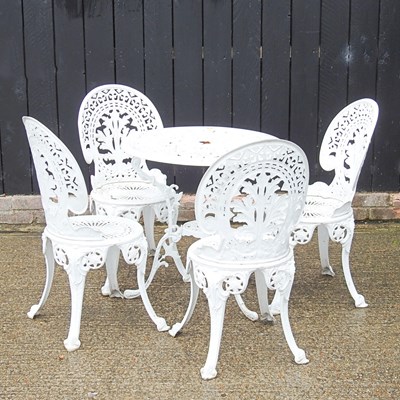 Lot 30 - A white painted aluminium garden table, and...
