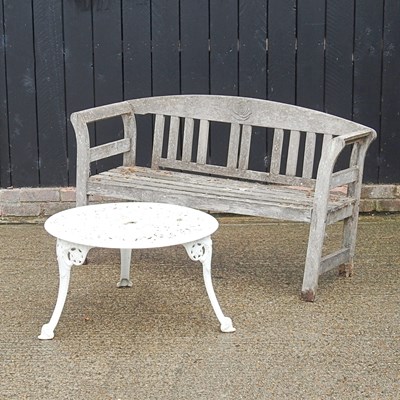 Lot 386 - A wooden garden bench, 130cm wide, together...
