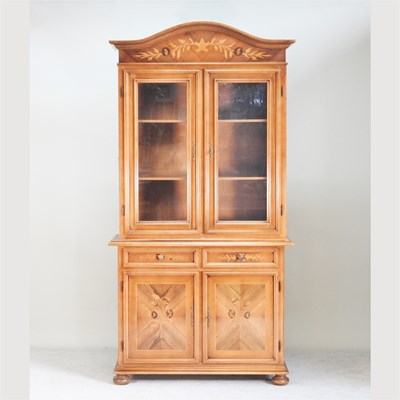 Lot 267 - A modern continental inlaid cabinet bookcase,...