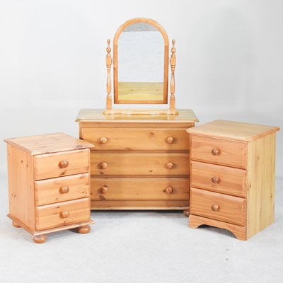 Lot 625 - A pine chest of drawers, 82cm wide, together...