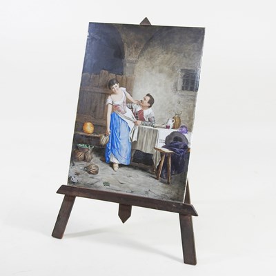 Lot 7 - J Giani, 19th century, tavern scene with...