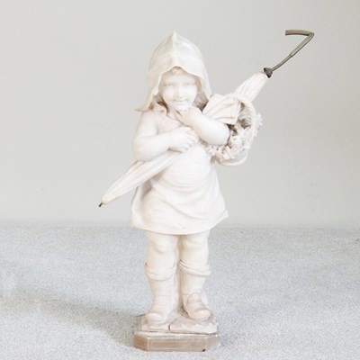 Lot 390 - A 19th century carved alabaster figure of a...