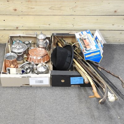 Lot 465 - A collection of silver plate and metalwares,...