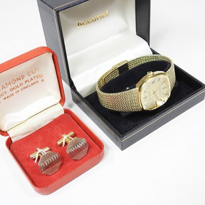 Lot 249 - An Accurist gold plated wristwatch, together...