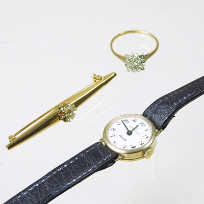 Lot 80 - A 9 carat gold dress ring, size P, together...