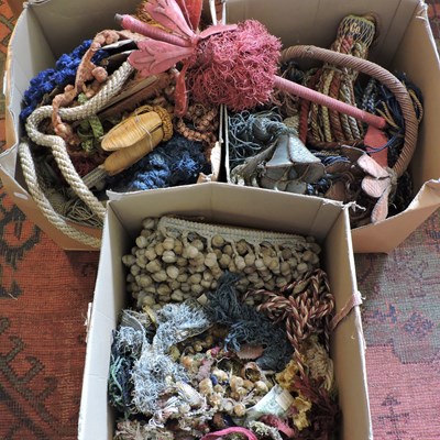 Lot 196 - Three boxes of curtain tie backs and fringing