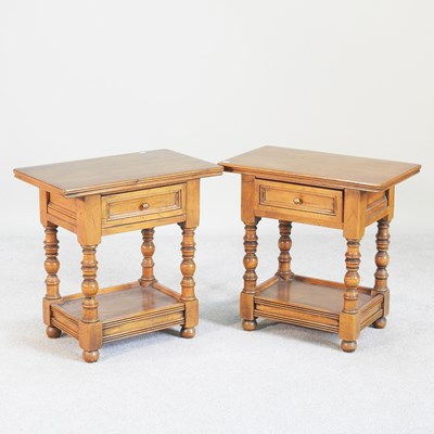Lot 310 - A pair of modern bedside tables, on turned...