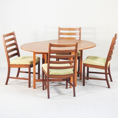 Lot 483 - A 1970's Jentique teak dining table, together...