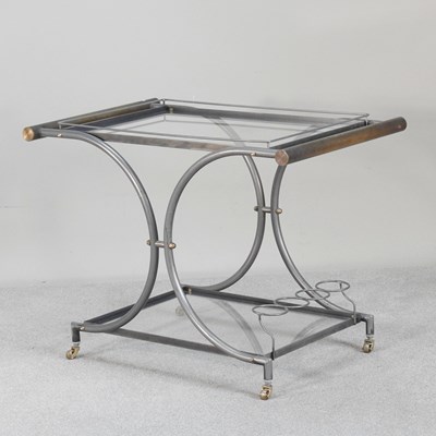 Lot 432 - An Art Deco style tubular steel bar cart, with...