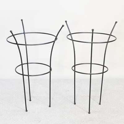 Lot 326 - A pair of black metal circular plant supports,...