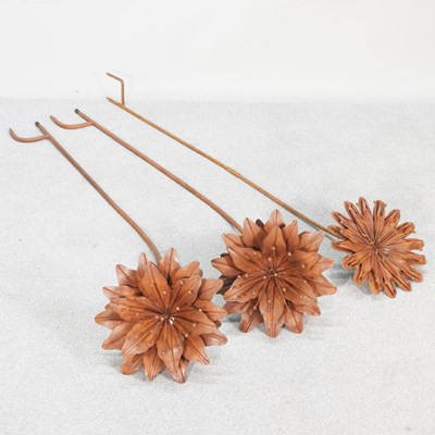 Lot 364 - A rusted metal flower plant support, together...