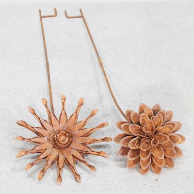 Lot 391 - A rusted metal flower plant support, together...